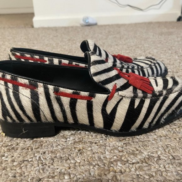 DIS - Romeo White zebra hairy leather men tassel loafer (Custom Made)